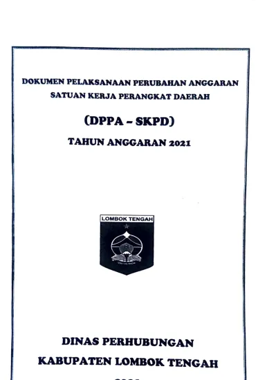 Dokumen Pelaksanaan Perubahan Anggaran Satuan Kerja Perangkat Daerah Dppa Skpd Tahun Anggaran 