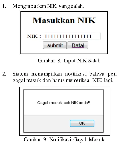 Gambar 8. Input NIK Salah 