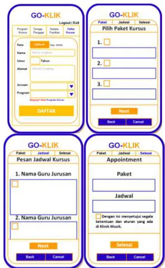 Gambar 4.7  Desain Interface Pendaftaran Kursus 