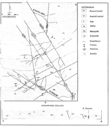 Gambar 3. Peta Geologi Sektor Onsom - Kayu Ara Kalimantan Barat
