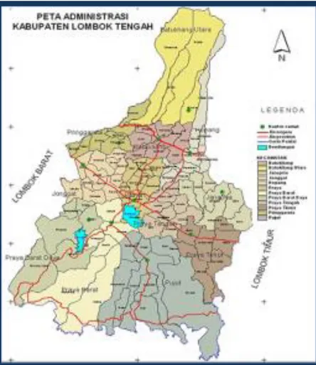 Gambar 1.   Peta Kabupaten  Lombok Tengah