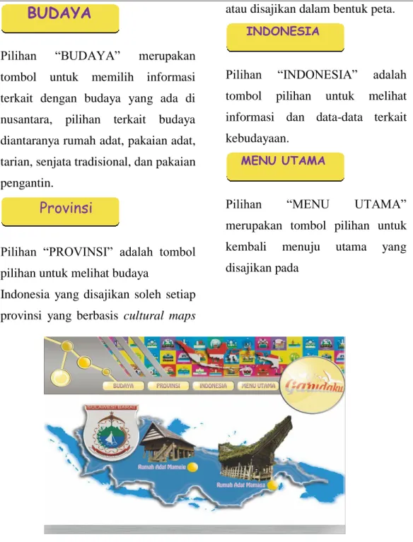 Gambar 4. Tampilan Informasi Budaya Sulawesi Barat  Penerapan  dan Manfaat Garudaku 