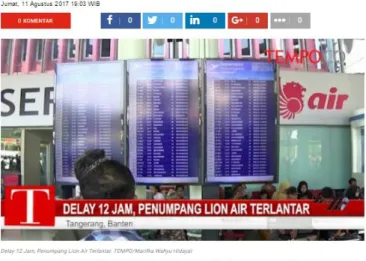 Gambar I.2 Pemberitaan Lion Air di Media Online Tempo.co 