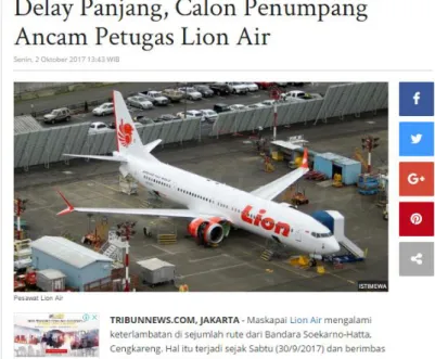 Gambar I.3 Pemberitaan delay Lion Air di Media Online 