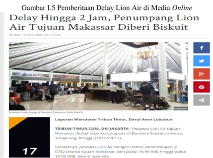 Gambar I.5 Pemberitaan Delay Lion Air di Media Online 