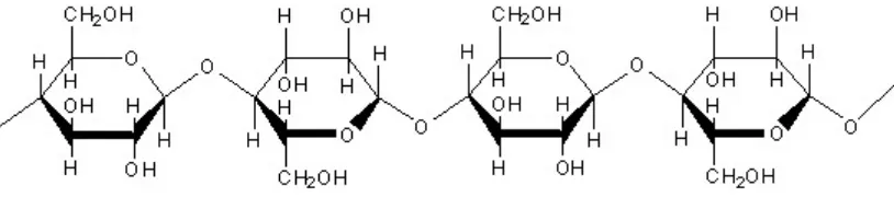 Gambar 2.2  Struktur Kimia Selulosa                  (Sumber : Fessenden, R.J, dan Fessenden, J.S., 1986) 