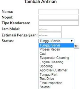 Gambar 9. Tampilan Menu Status Pengerjaan 