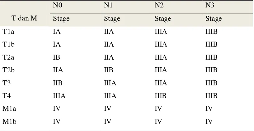 Tabel 2.2 TNM  System Version 7 Non-Small Cell Lung Cancer 