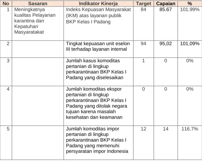 Tabel 1.  Sasaran  Program,  Indikator  Kinerja,  Target,  Realisasi  dan  Persentase  Capaian 