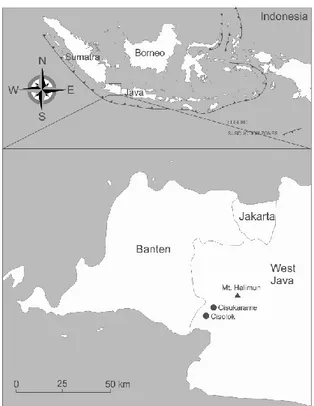 Gambar 1. Lokasi daerah penelitian yang terletak di  Provinsi Jawa Barat, Indonesia. 