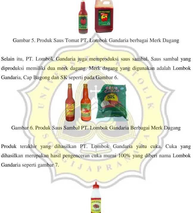 Gambar 5. Produk Saus Tomat PT. Lombok Gandaria berbagai Merk Dagang 