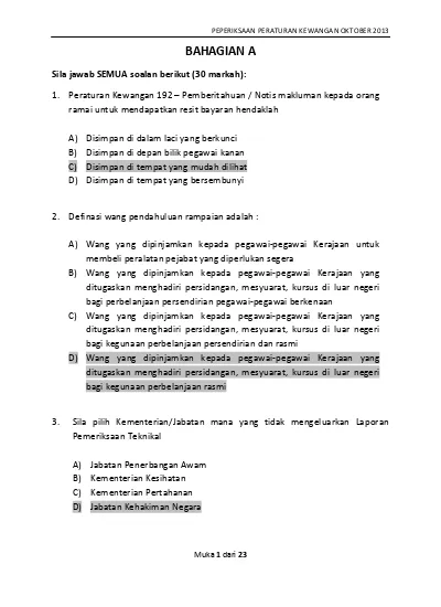 BAHAGIAN A. Sila Jawab SEMUA Soalan Berikut (30 Markah):