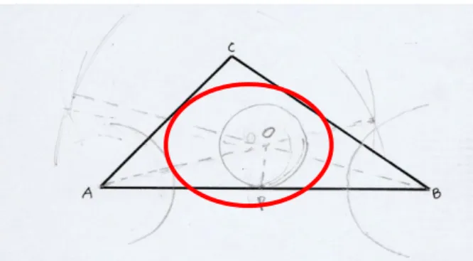 Gambar 4. Hasil kerja siswa yang tidak dapat melukis lingkaran dalam segitiga 