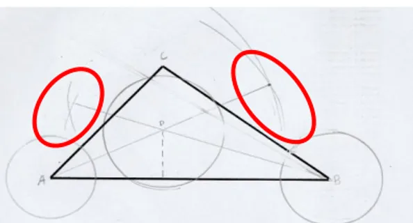 Gambar 5. Hasil kerja siswa yang tidak dapat menghubungkan perpotongan  busur lingkaran 
