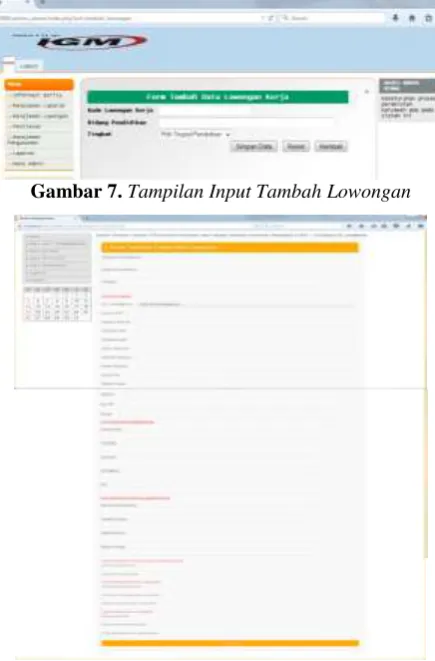 Gambar 7. Tampilan Input Tambah Lowongan 