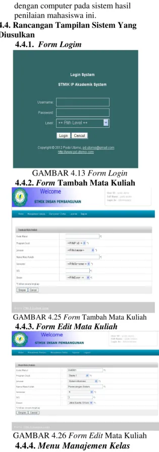 GAMBAR 4.2 Use Case Diagram Sistem  Penilaian Hasil Mahasiswa  4.2. Structural Design (Rancangan  Struktural) 