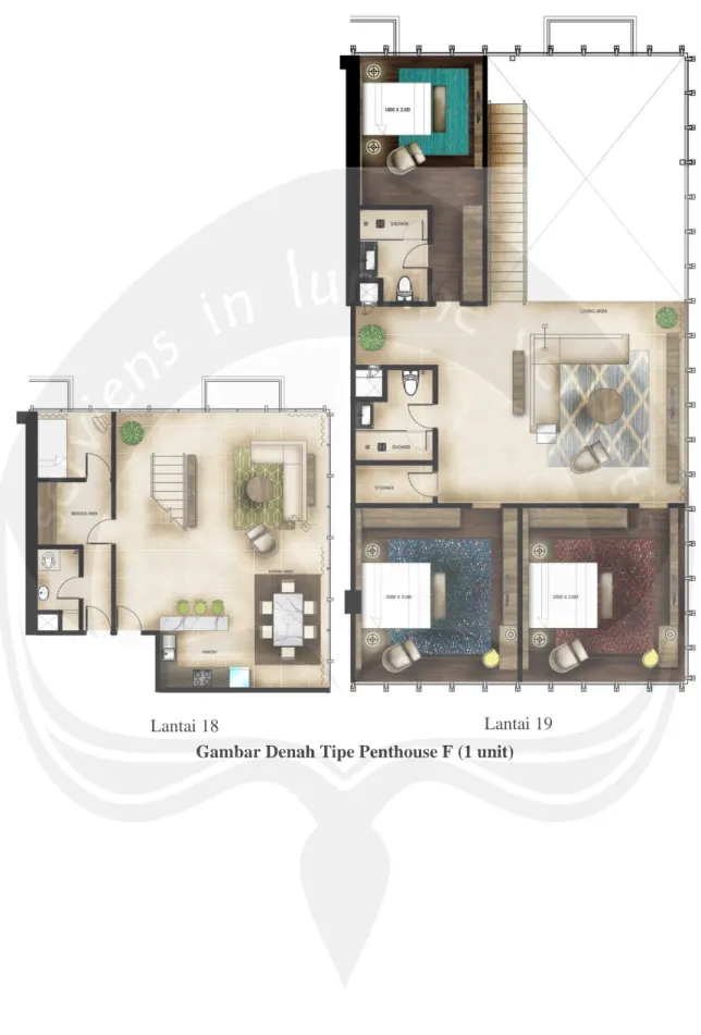 Gambar Denah Tipe Penthouse F (1 unit) 
