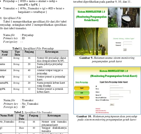 Tabel 1 memperlihatkan spesifikasi filepenyadap, sedangkan tabel 2 memperlihatkan spesifikasifile dari file/ tabel   dari tabel transaksi