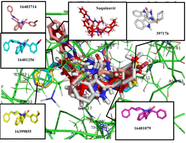 Gambar 6. Interaksi ligan uji dengan Protein 3S56 