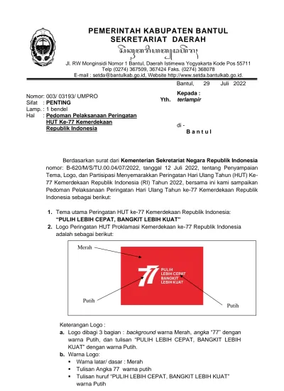 PEMERINTAH KABUPATEN BANTUL SEKRETARIAT DAERAH