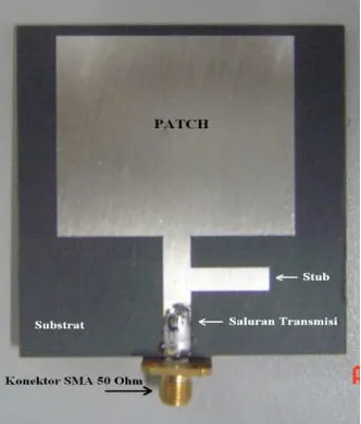 Gambar 2. Prototip antena mikrostrip satu elemen patch[8]. 