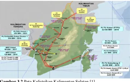 Gambar 3.2 Peta Kelistrikan Kalimantan Selatan [1]