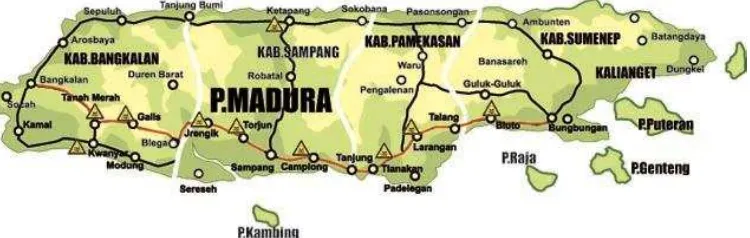 Gambar. Peta Wilayah Madura (terdiri atas beberapa pulau) Sumber : bappeda.jatimprov.go.id 