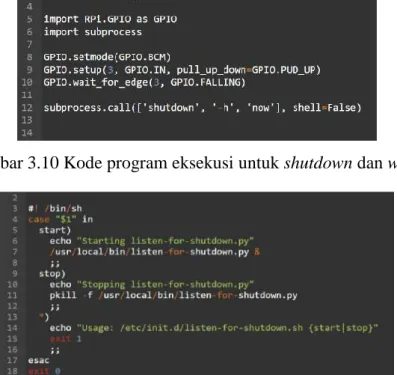 Gambar 3.10 Kode program eksekusi untuk shutdown dan weak. 