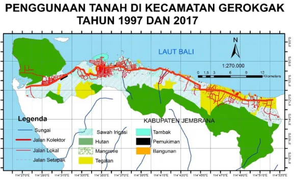 Gambar 2. Penggunaan Tanah di Kecamatan Gerokgak tahun 1997 dan 2017.