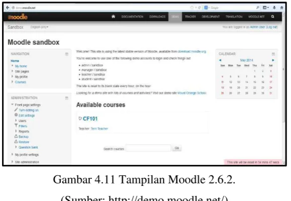 Gambar 4.11 Tampilan Moodle 2.6.2. 