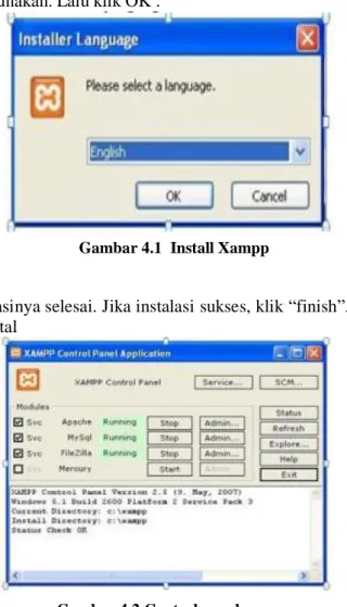 Gambar 4.1  Install Xampp 