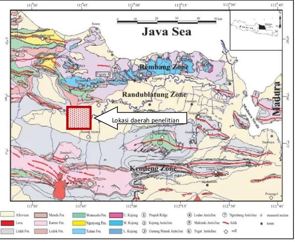 Gambar 1. Lokasi dan geologi daerah penelitian 