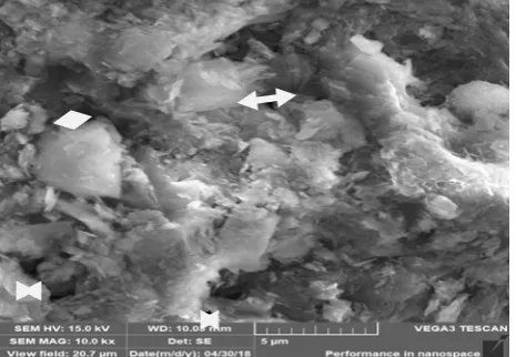 Figure 1. SEM Image of activated bentonite wd: 10.03 mm, SEM mag 10.0 kx, view field 20.7µm 