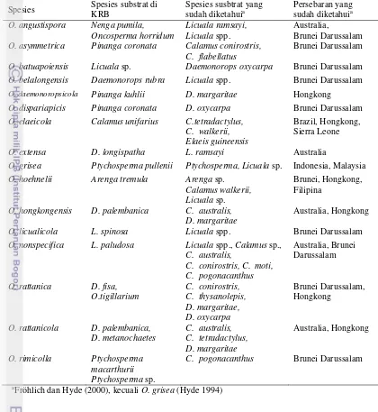 Tabel 4  Perbandingan ukuran askospora dan cincin askus O. rimicolla 