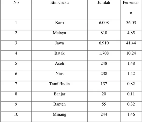 Tabel 2.6 Komposisi Penduduk Berdasarkan Etnis/Suku 