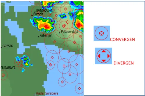 Gambar 4. Citra Radar CAPPI (dBz) overlay SWI pukul 04.22 UTC 