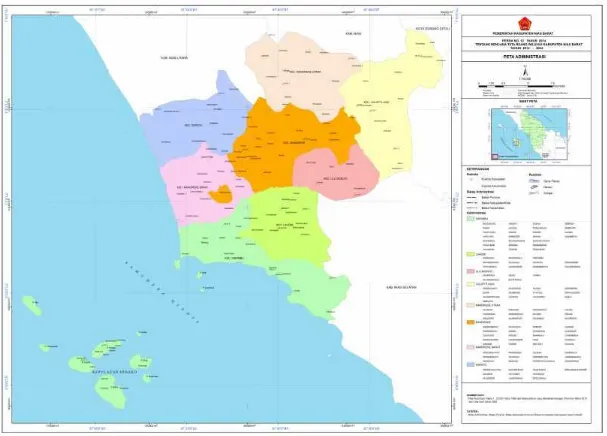 Gambar 4.1. Peta Wilayah Administrasi Kabupaten Nias Barat (Bappeda Nias Barat, 2016)