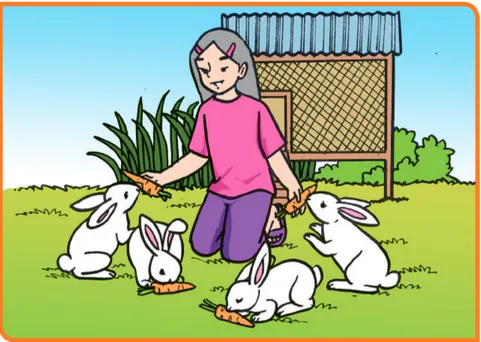 Gambar 1.3 Anak bermain dengan kelinci