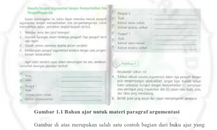 Gambar 1.1 Bahan ajar untuk materi paragraf argumentasi 