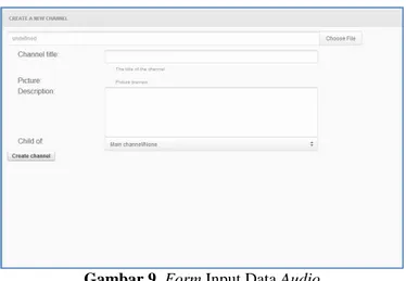 Gambar 9. Form Input Data Audio Form Input Data Atur Daftar Putar