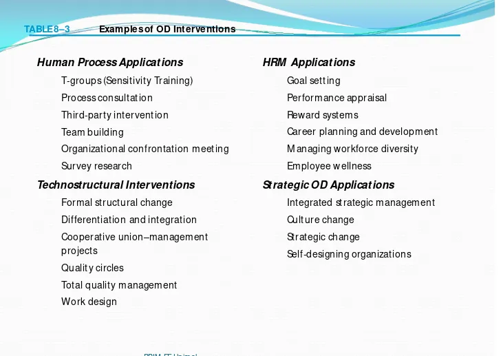 TABLE 8–3Examples of OD Interventions