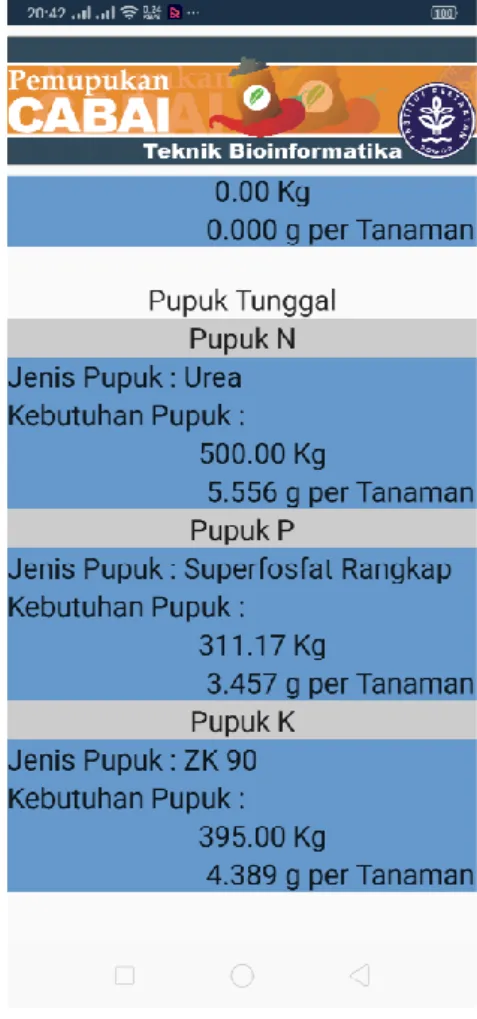 Gambar 6 Desain user interface dalam halaman hasil  perhitungan 