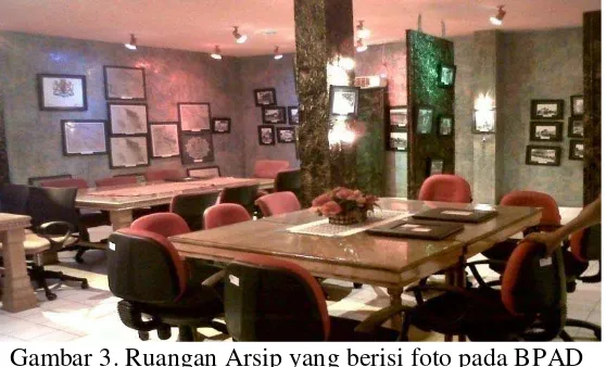 Gambar 3. Ruangan Arsip yang berisi foto pada BPAD  