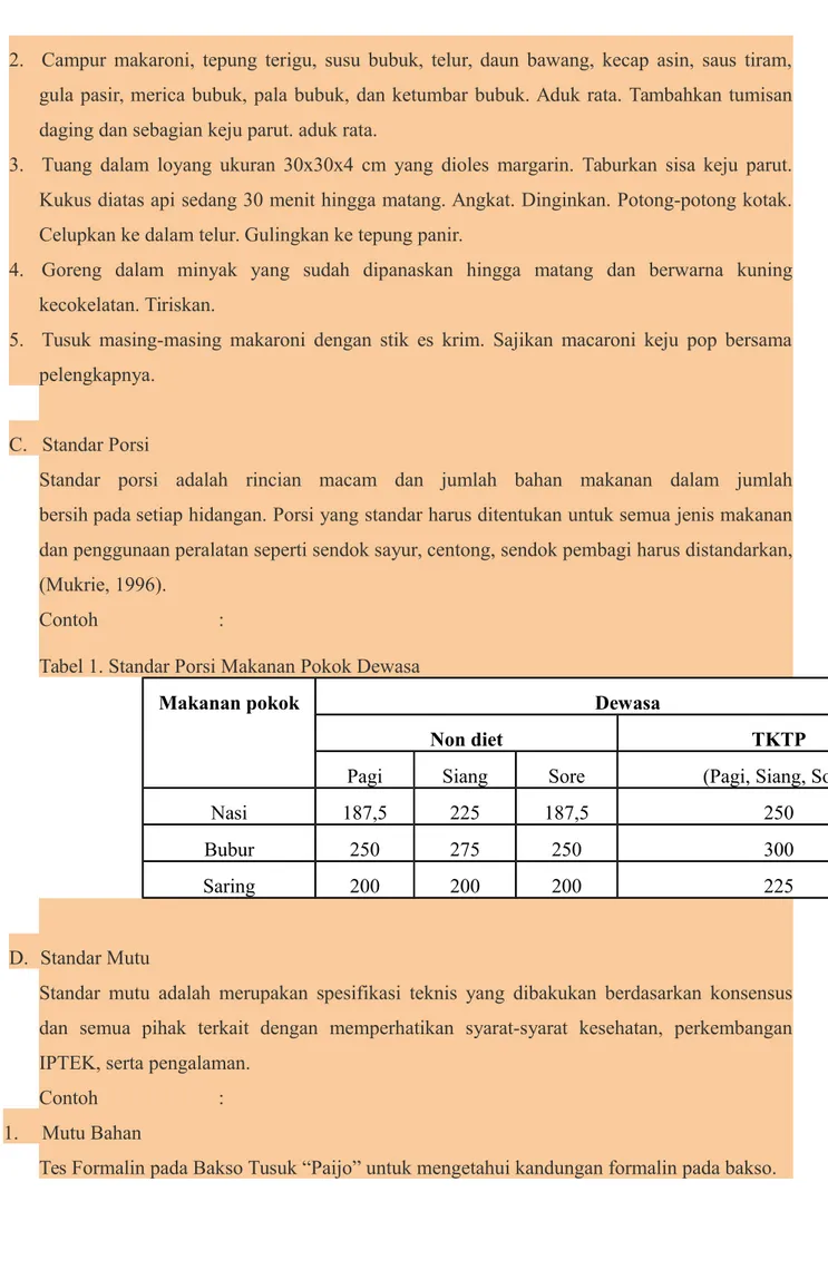 Tabel 1. Standar Porsi Makanan Pokok Dewasa