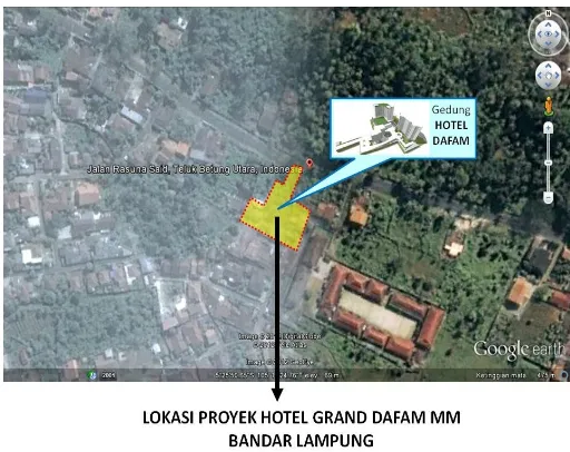 Gambar 1. Lokasi Pembangunan Hotel dan Convention Hall Grand DafamLampung