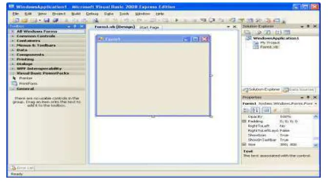 Gambar 2.1 IDE Visual Basic 2008 