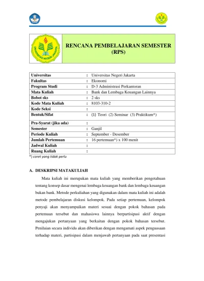 RENCANA PEMBELAJARAN SEMESTER (RPS)