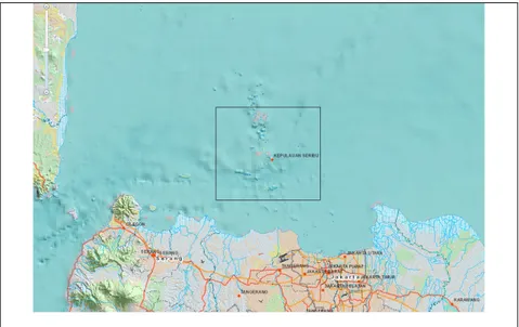 Gambar  2.1.  Peta  Lokasi  Penelitian  di  Kepulauan  Seribu  Provinsi  DKI  Jakarta (sumber : Peta Rupa Bumi, BIG) 