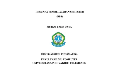 RENCANA PEMBELAJARAN SEMESTER (RPS) SISTEM BASIS DATA PROGRAM STUDI ...