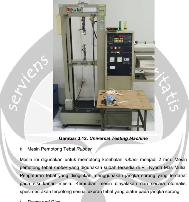 Gambar 3.12. Universal Testing Machine  h.  Mesin Pemotong Tebal Rubber 
